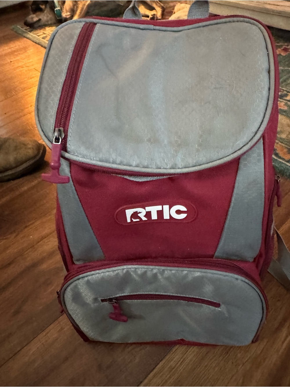 RTIC Insulated Lunch Cooler Backpack in Burgundy and Gray